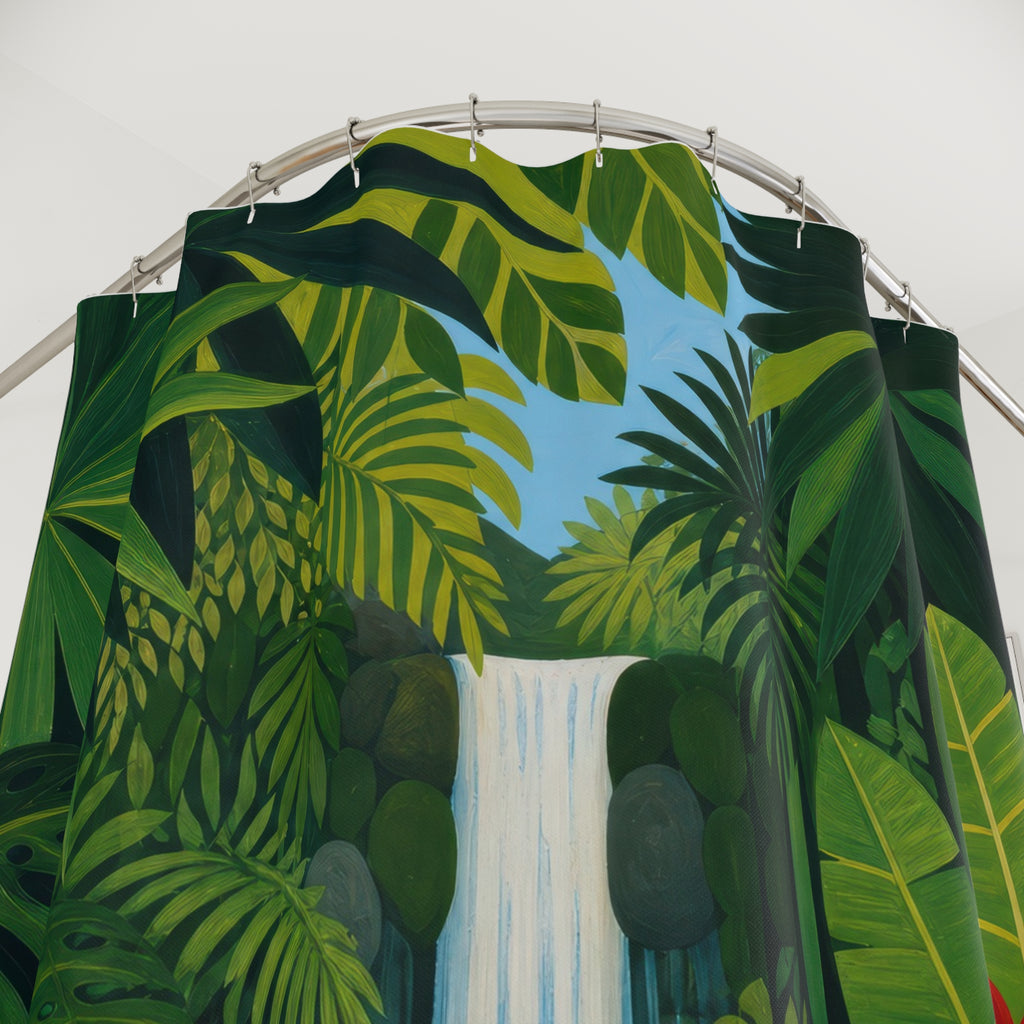 Jungle Waterfall Landscape Print Shower Curtain