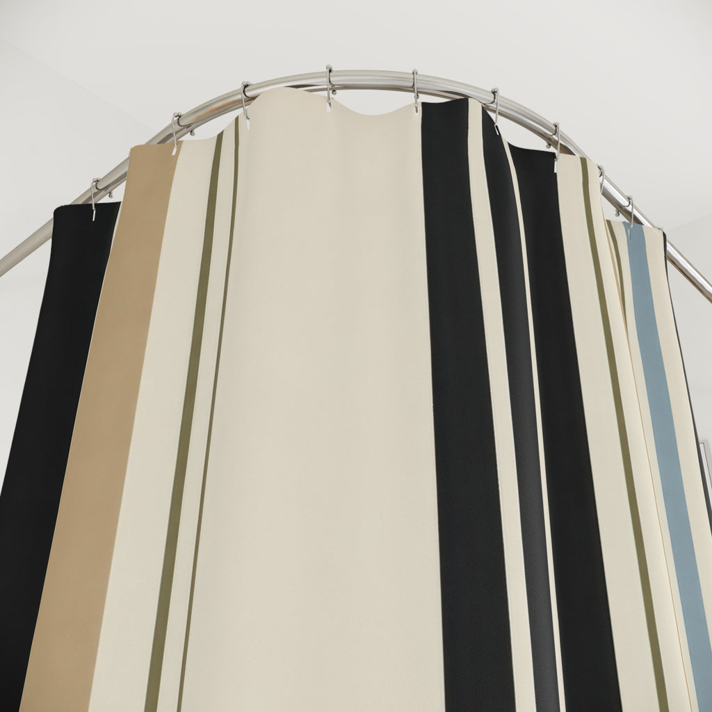 Cream Tan Cabana Stripe Shower Curtain