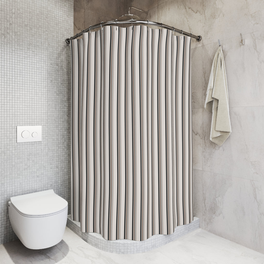 Black and Brown Earth Tone Striped Shower Curtain