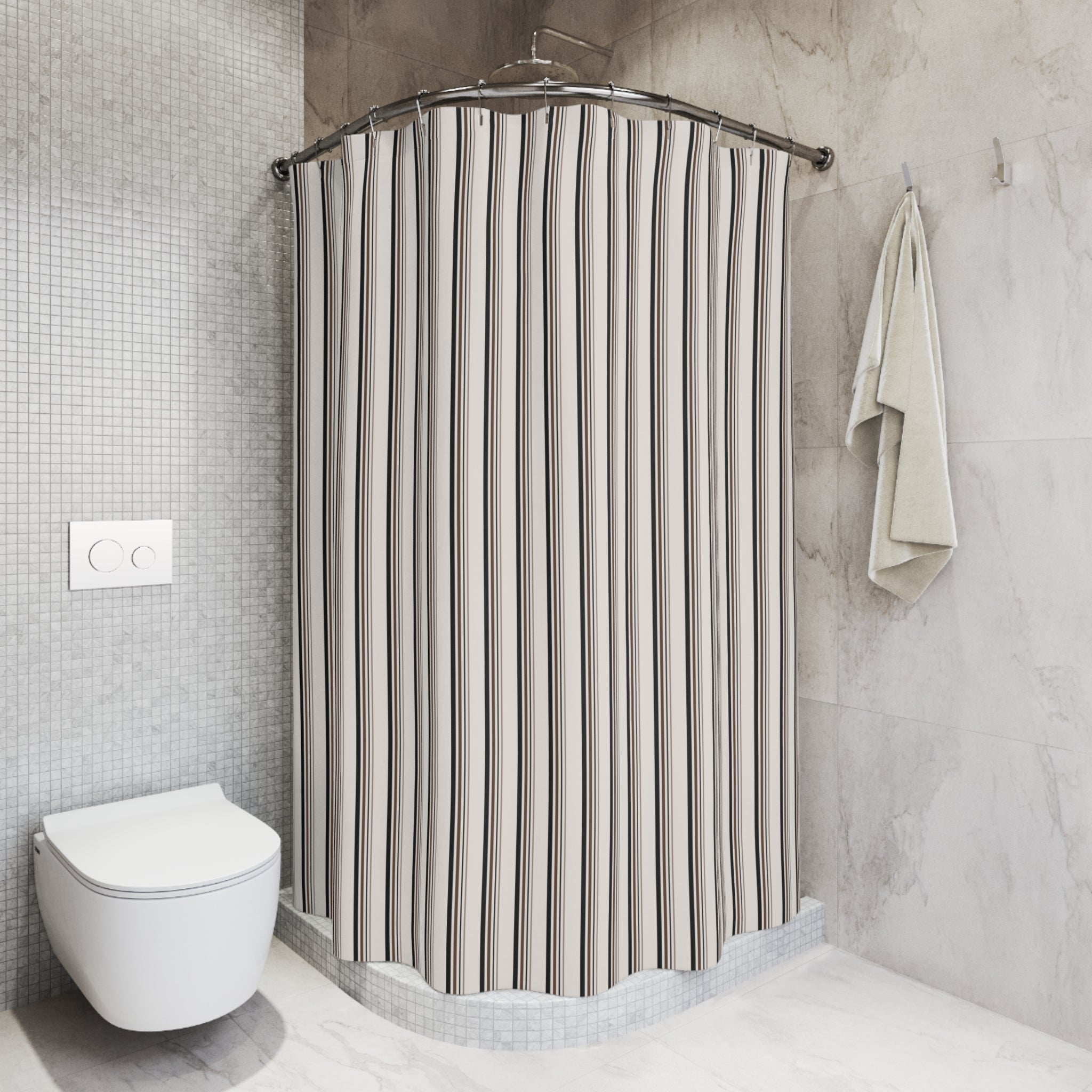 Black and Brown Earth Tone Striped Shower Curtain