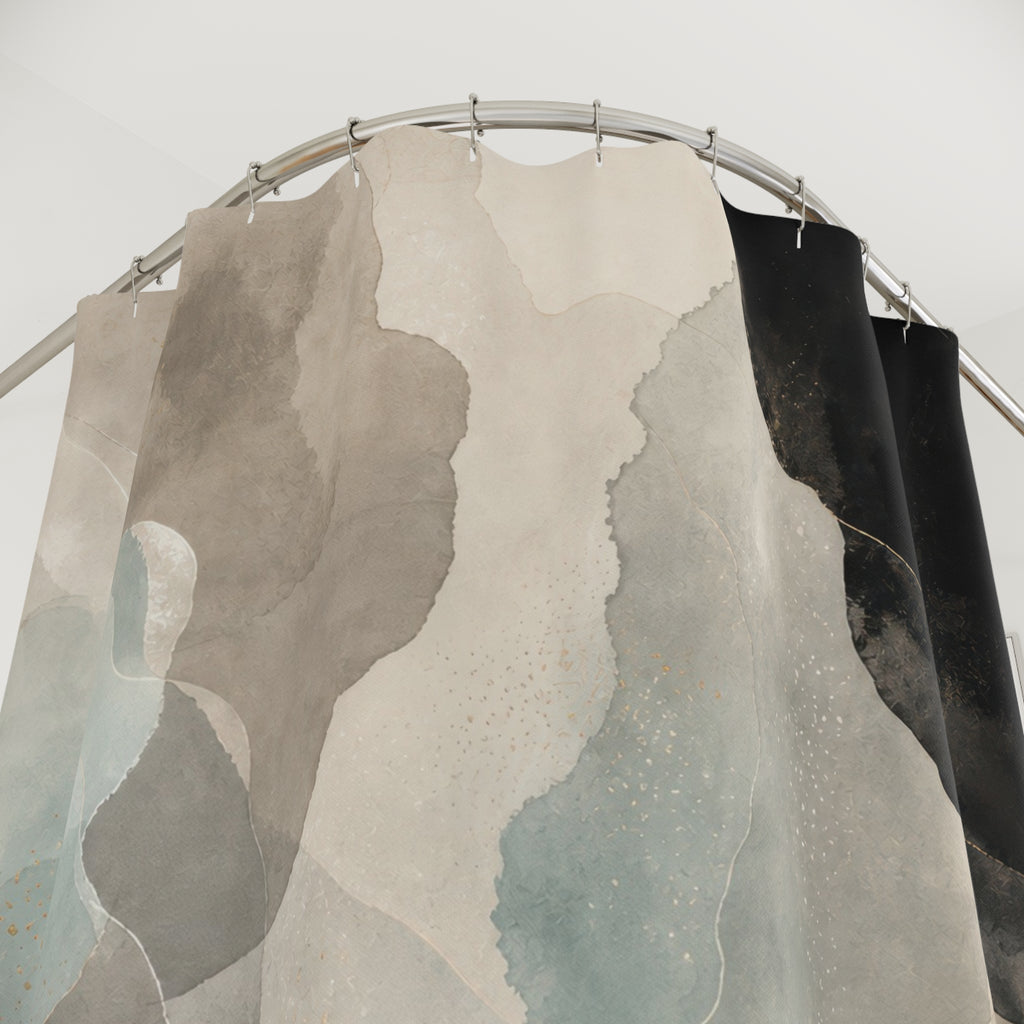 Black Gray Stone Blue Abstract Shower Curtain