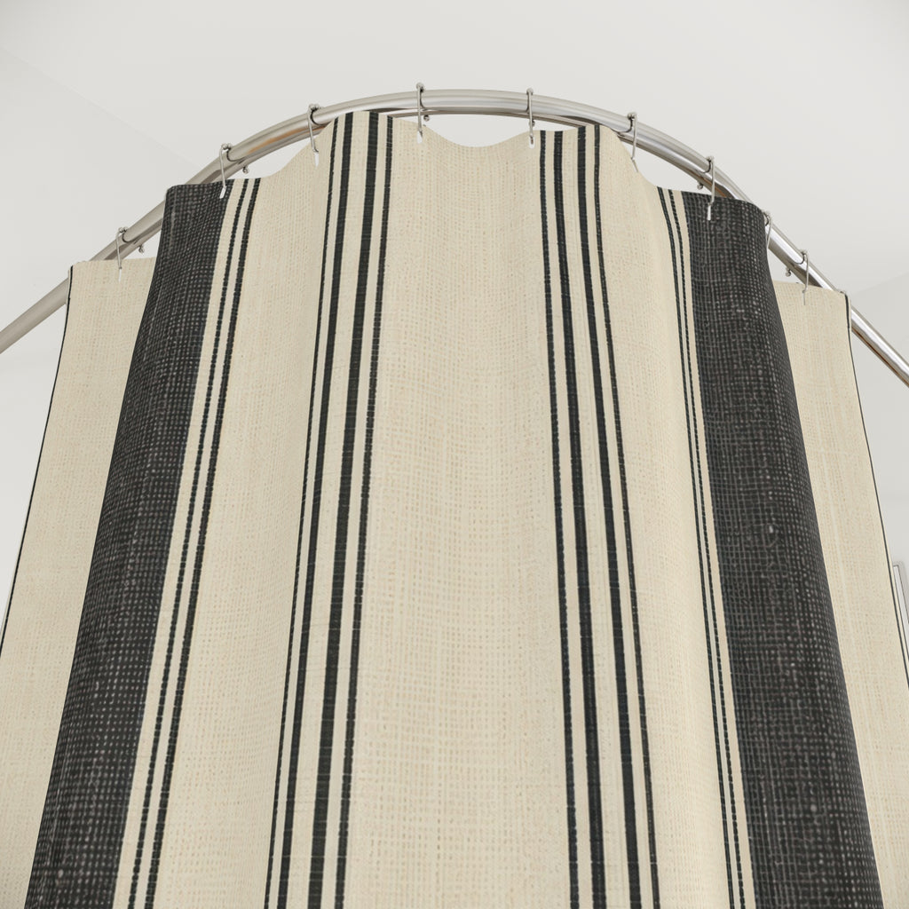 Wide Black Stripe Shower Curtain