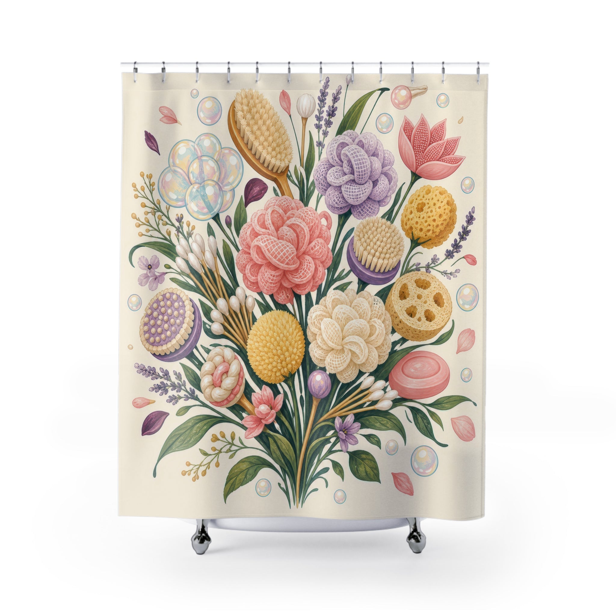 Brush Flower Bouquet Shower Curtain