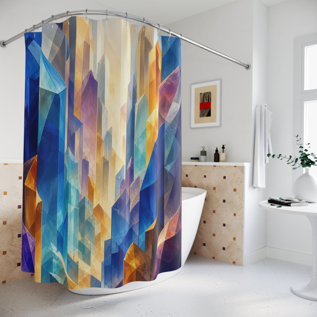 Geometric Crystal Prism Shower Curtain