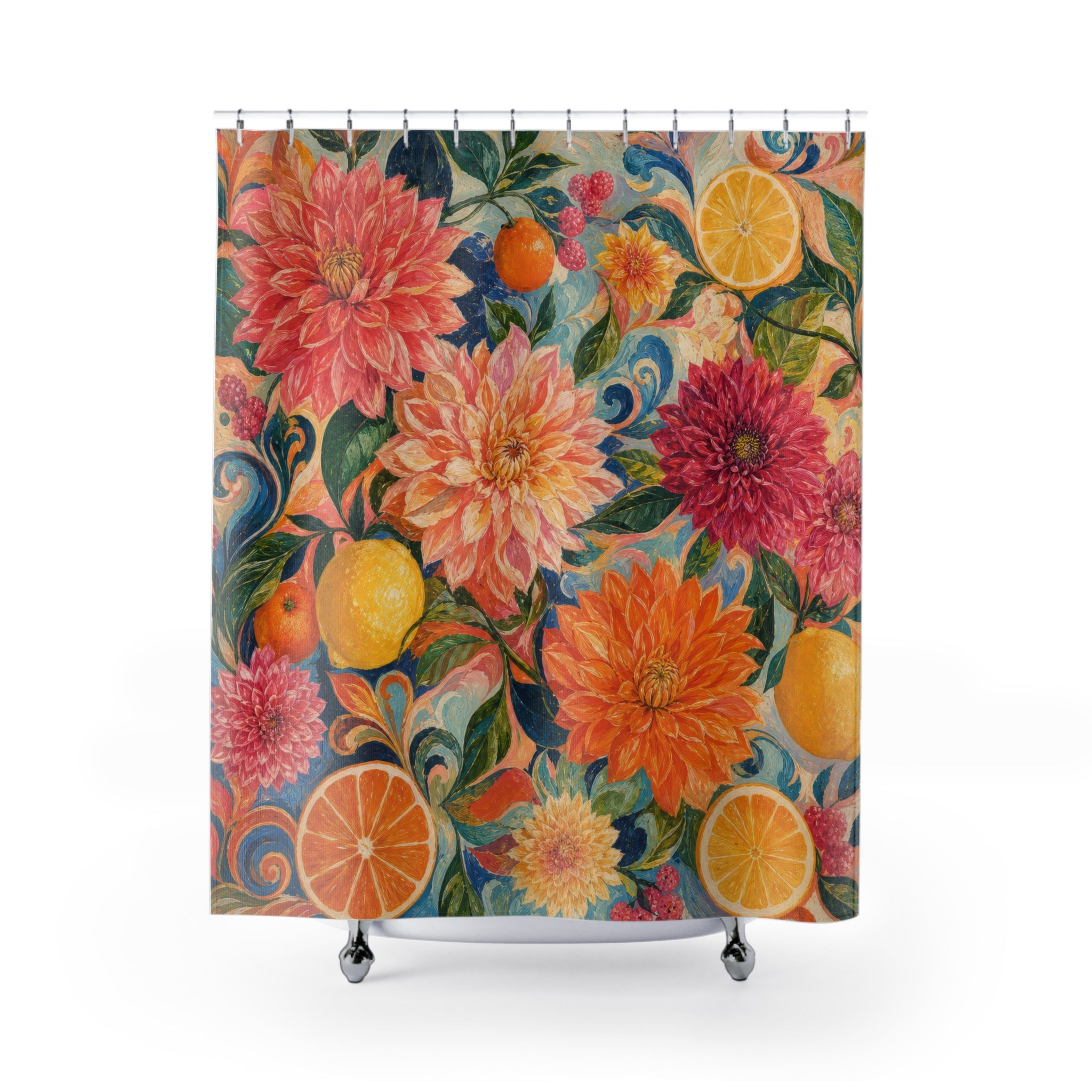 Citrus Dahlia Reverie Shower Curtain