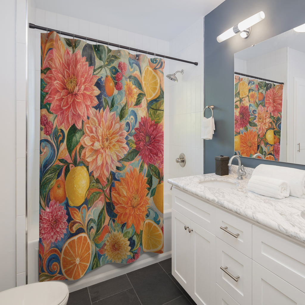 Citrus Dahlia Reverie Shower Curtain