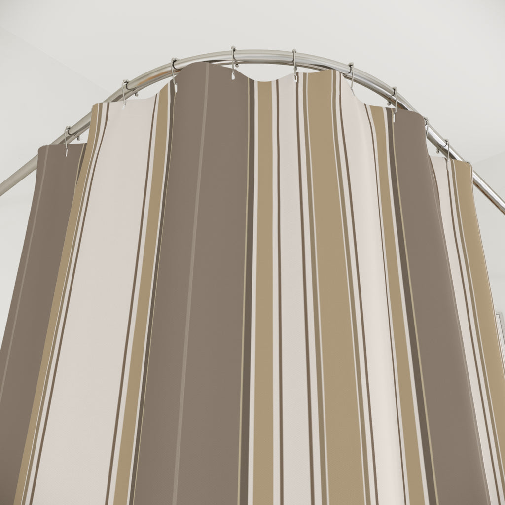 Taupe Cream Elegant Striped Shower Curtain