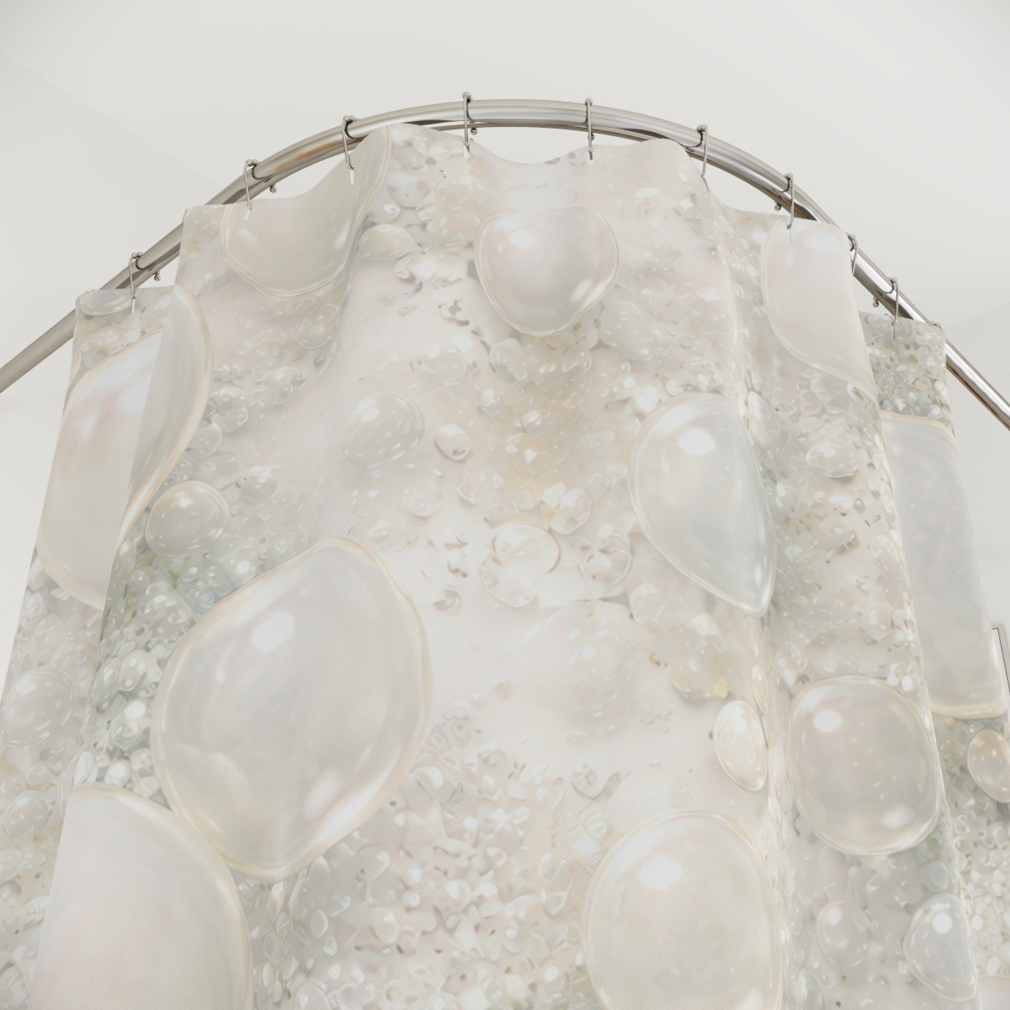 Abstract Bubble Shower Curtain – Ivory Pearl Celadon