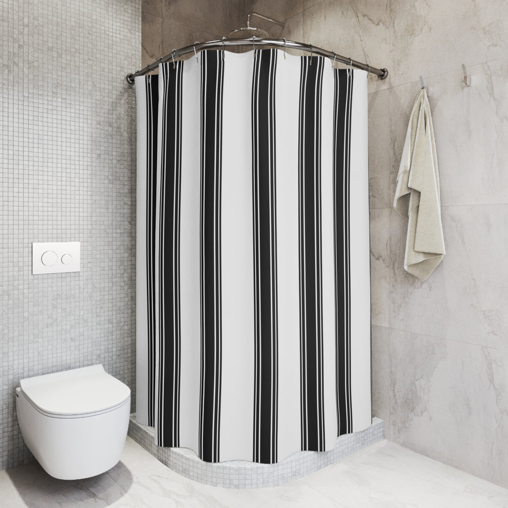 Black Ticking Stripe Shower Curtain – Modern Farmhouse