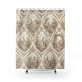 Cream Rabbit Cameo Toile shower curtain with full front view