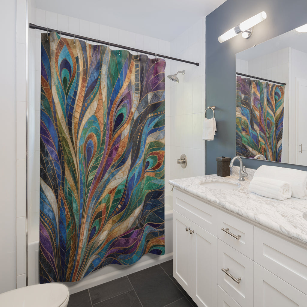 Prismatic Plume Mosaic Shower Curtain