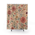 Boho Dahlia Garden Pink Floral Shower Curtain