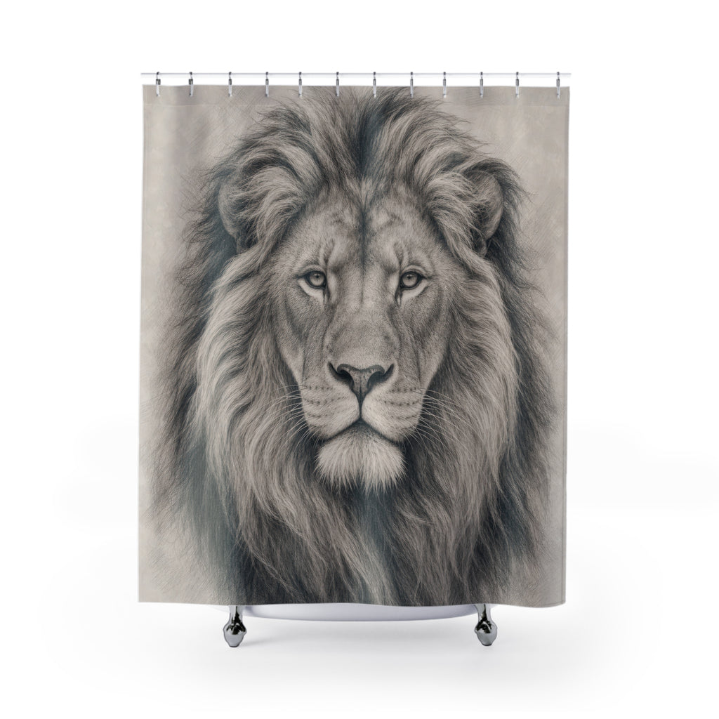 Gray Pencil Animal Portrait Shower Curtain