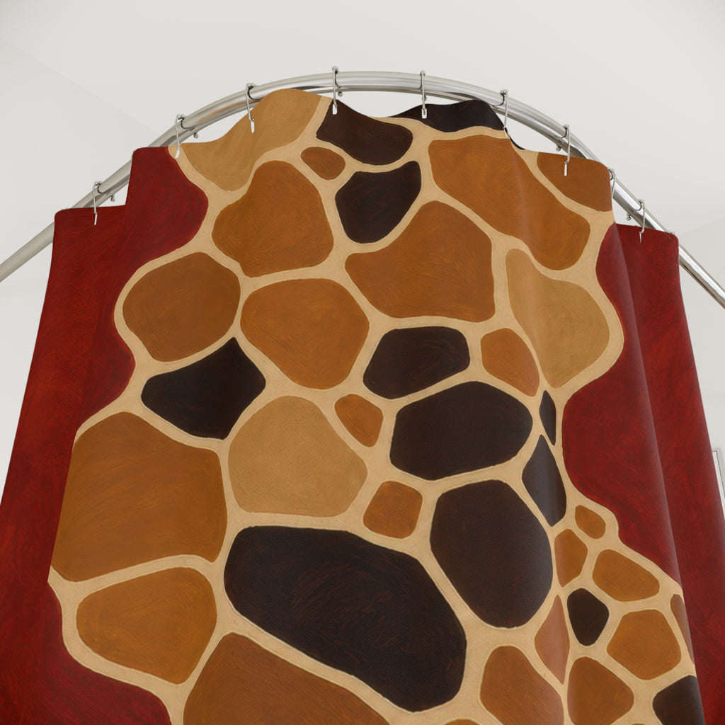 Clay Red Giraffe Cell Shower Curtain