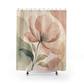 Peach Watercolor Floral Aesthetic Shower Curtain