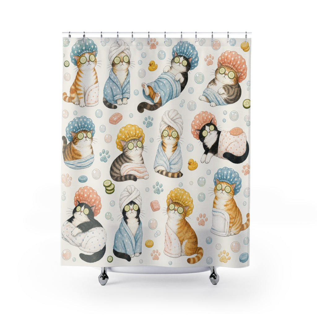 Cat Shower Cap Shower Curtain