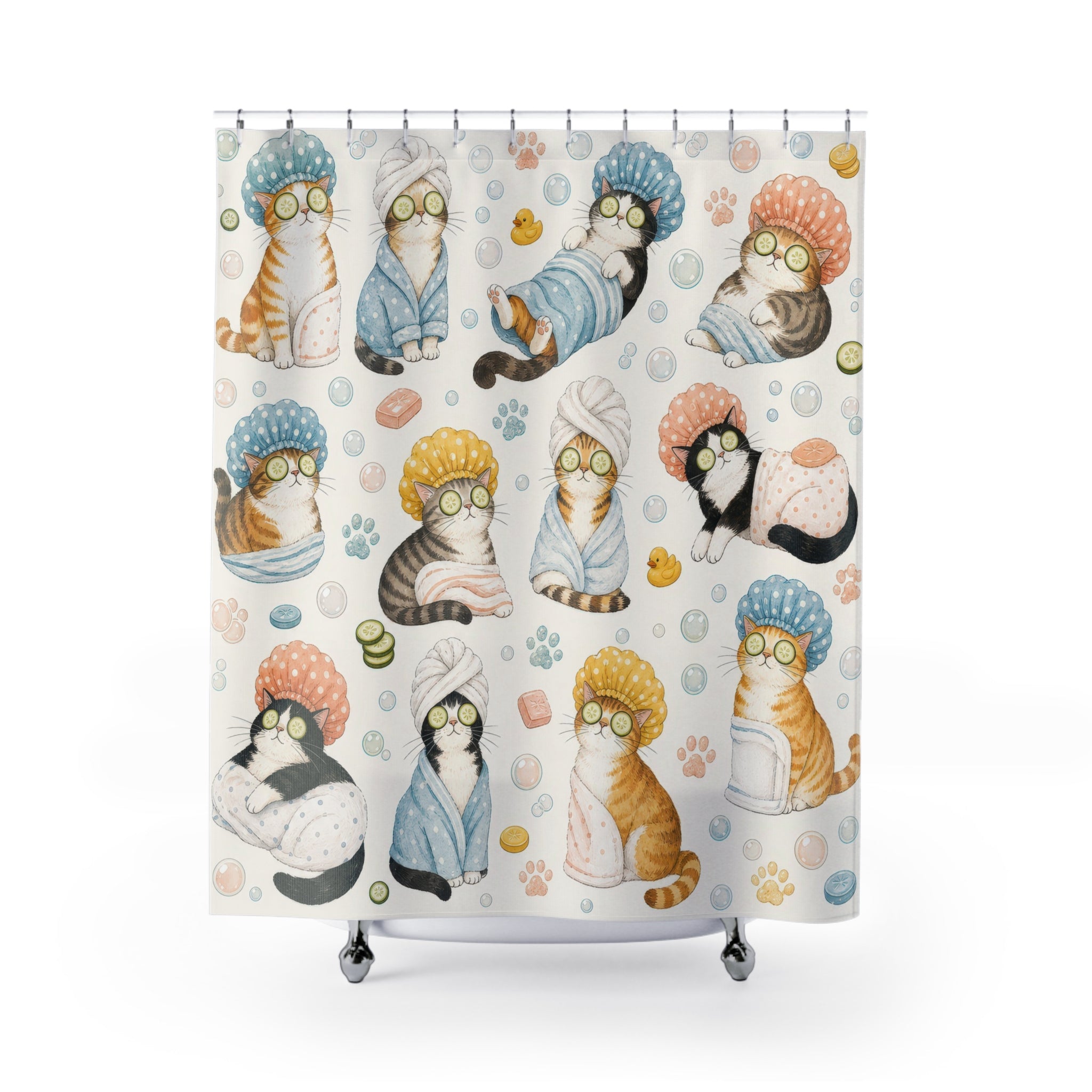 Cat Shower Cap Shower Curtain