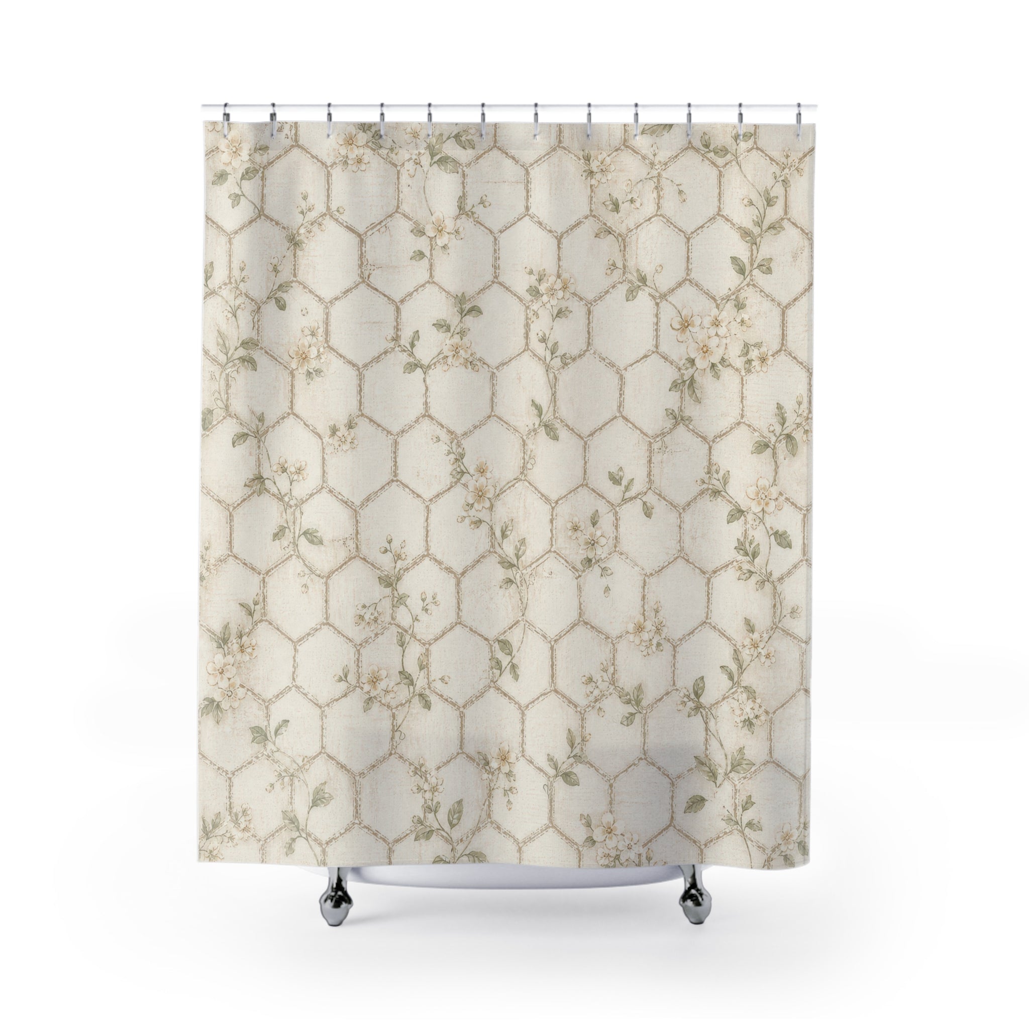 Rustic Trellis White Farmhouse Shower Curtain