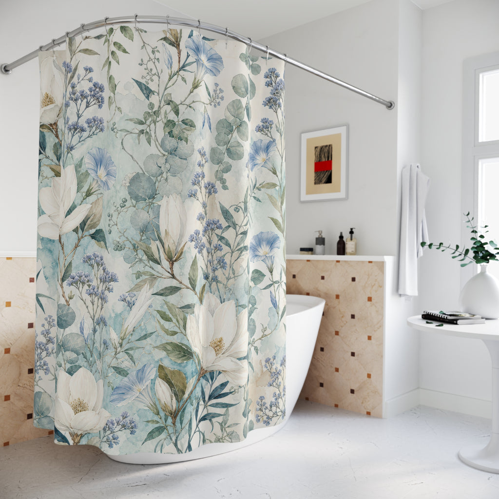 White Magnolia Shower Curtain