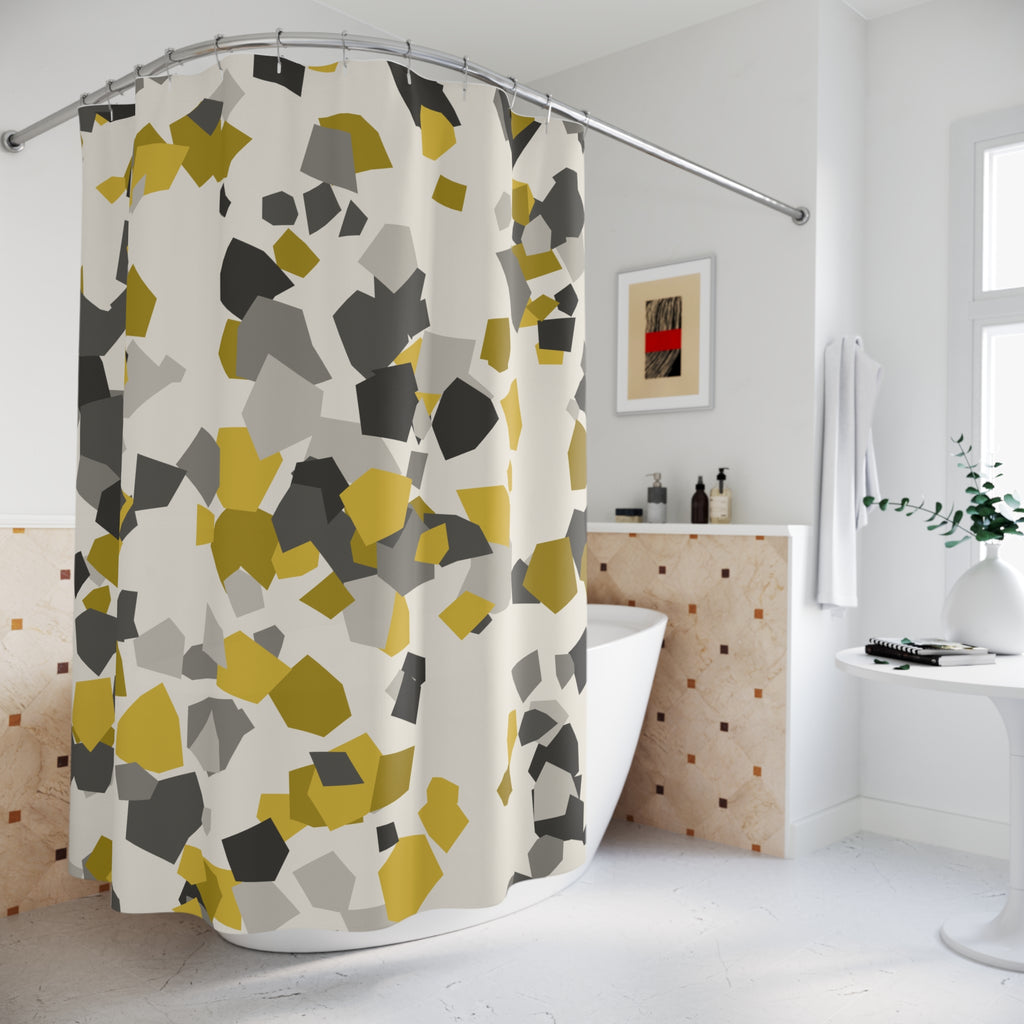 Grey Yellow Shower Curtain: Terrazzo Chip