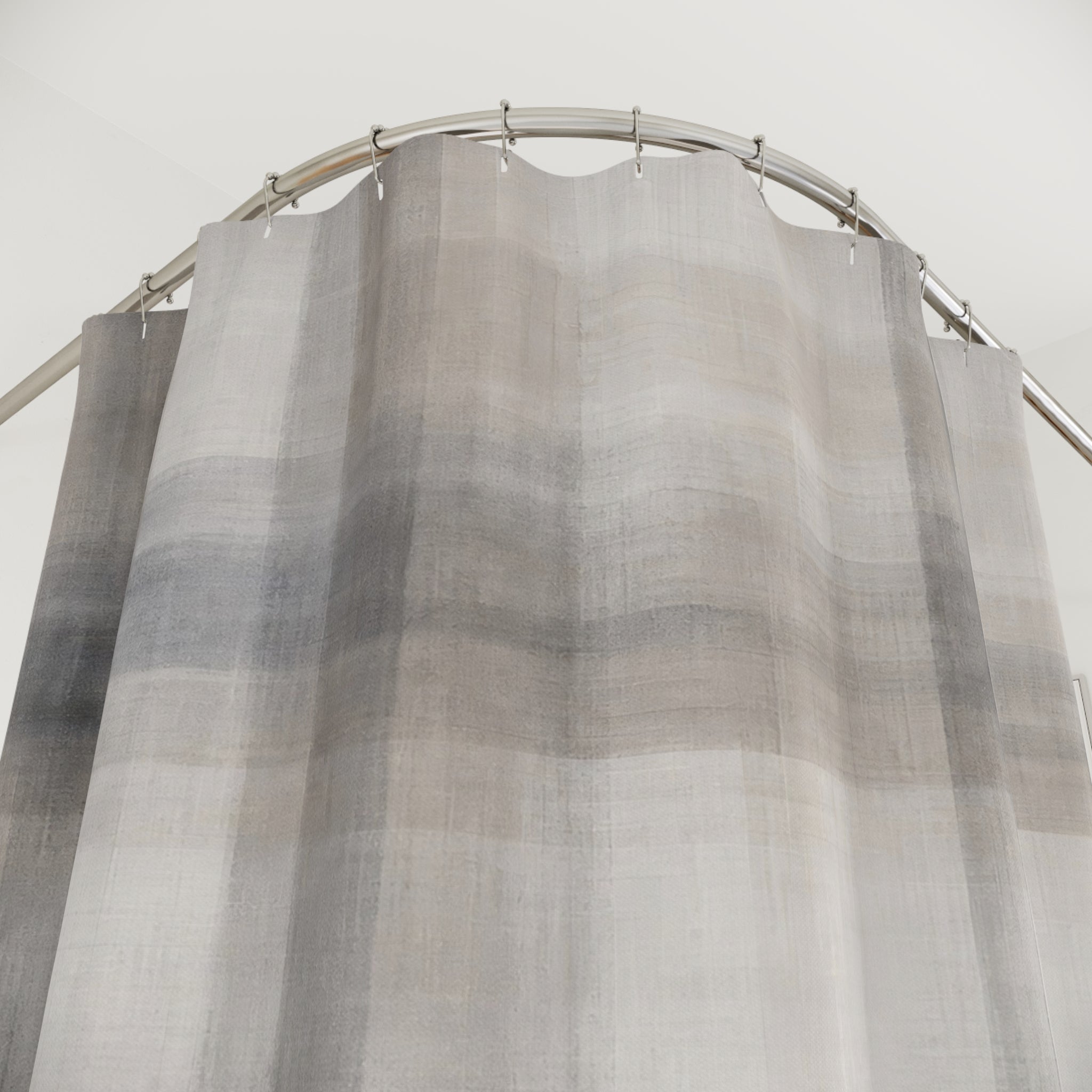 Plaid Shower Curtain, Gray Cream Bath Decor, Soft Checkered Pattern, Neutral Farmhouse Guest Bathroom Decor, Classic Gray Plaid Style