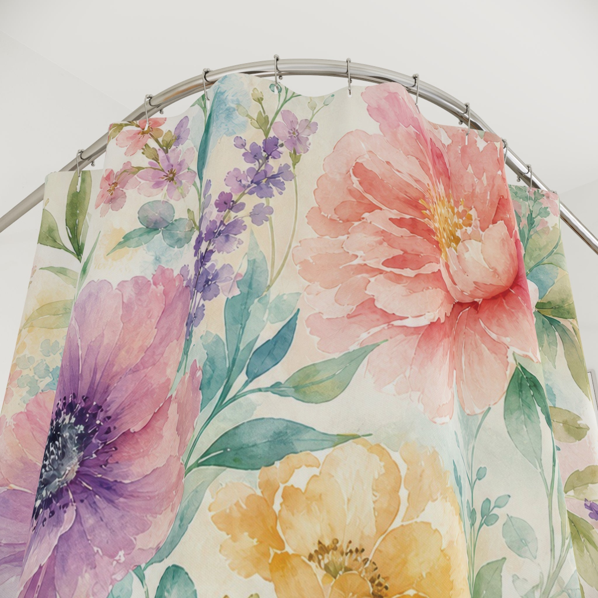 Watercolor Floral Shower Curtain: Pastel Flower