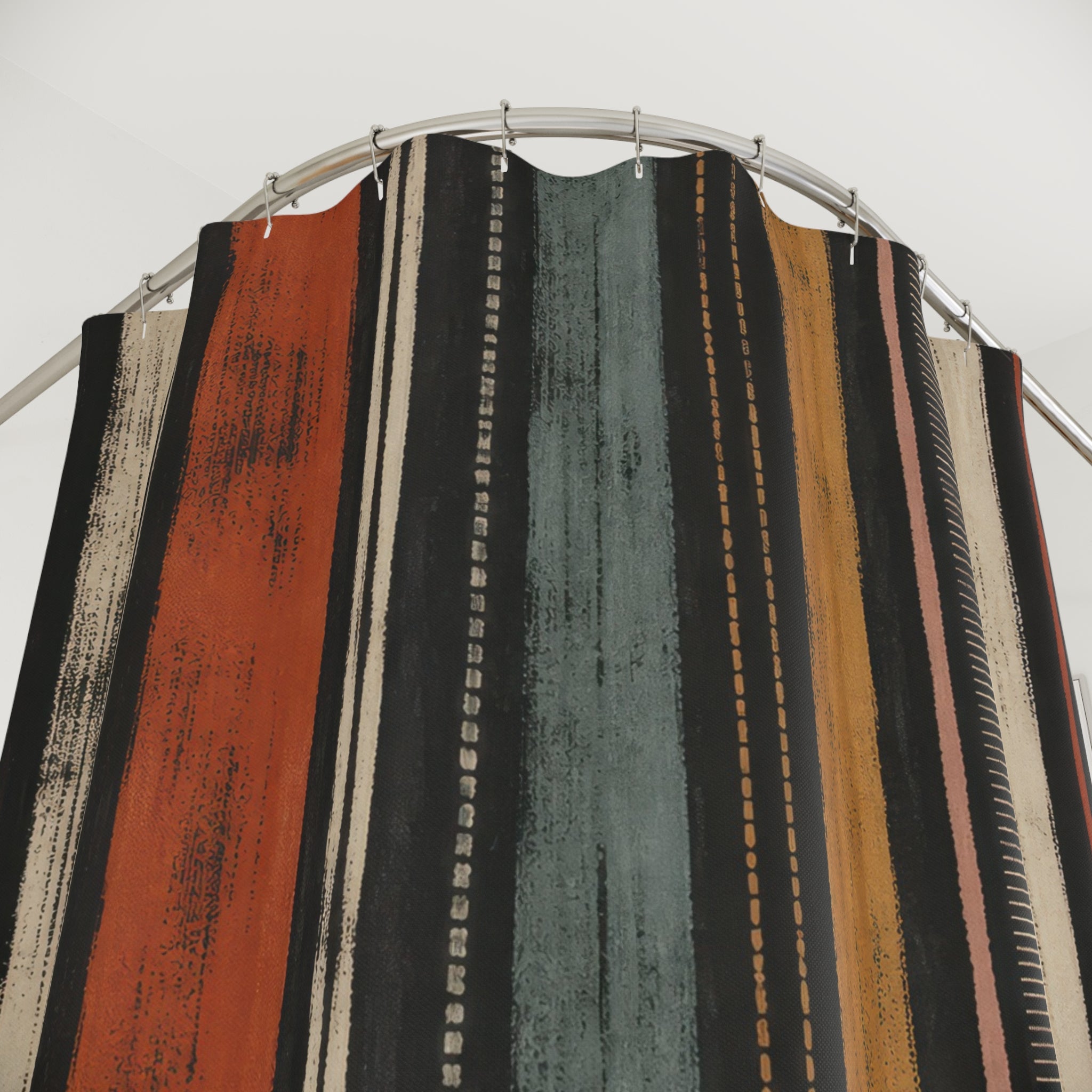 Blush Coral Terracotta Watercolor Stripe Shower Curtain