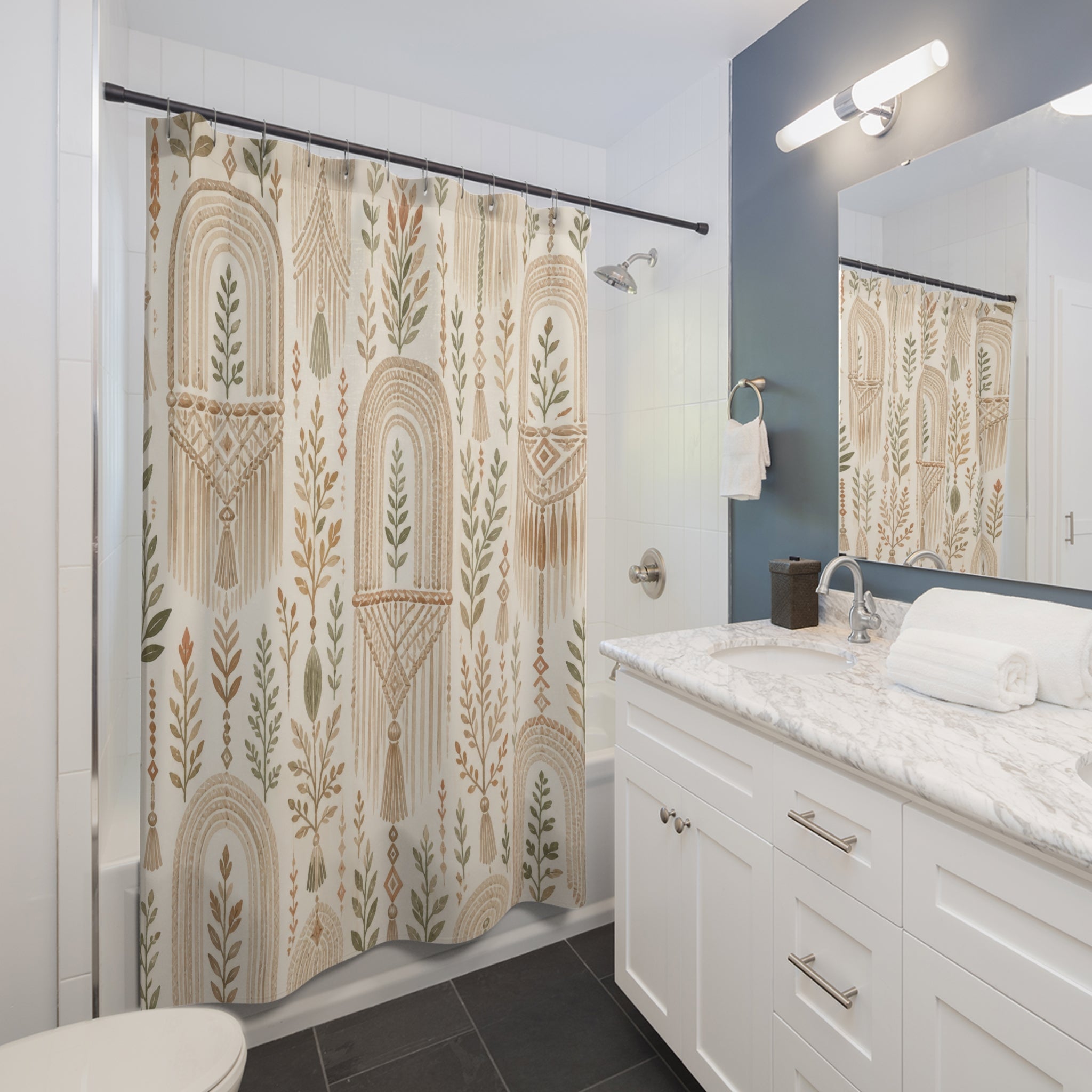 Macrame Arch Leaf Shower Curtain