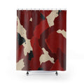 Black Abstract Red and White Shower Curtain