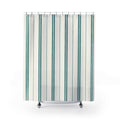 Teal Pinstripe Shower Curtain, Teal White Coastal Bathroom Decor, Clean Stripe Bath Curtain, Guest Bathroom Decor, Small Bathroom Decor