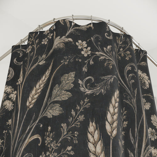 Black Floral Shower Curtain