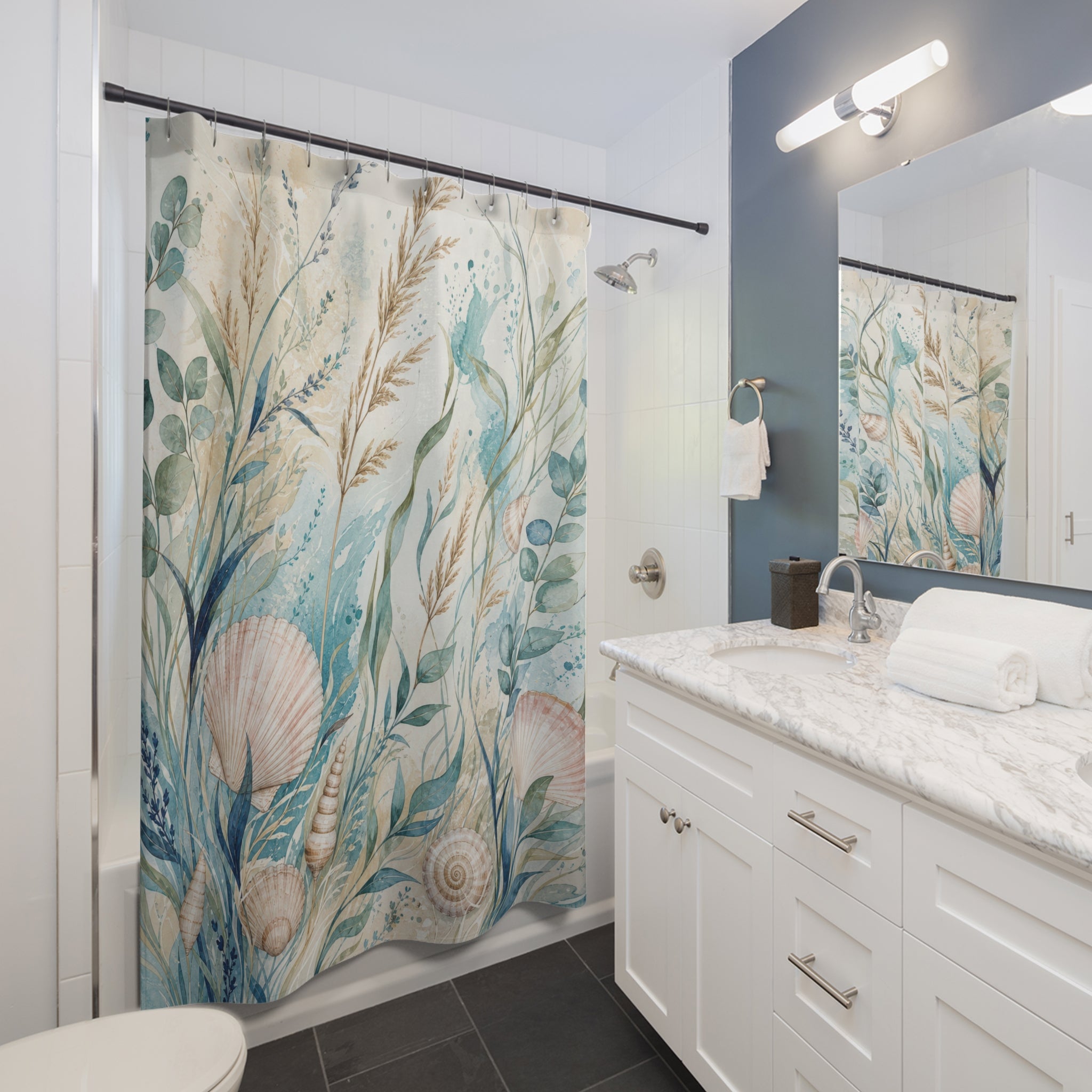 Sunlit Coastal Botanical Shower Curtain