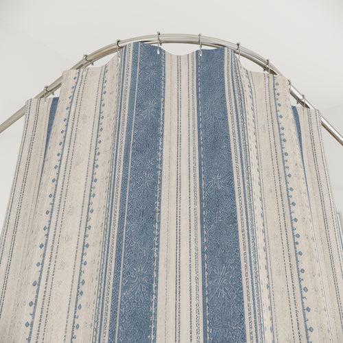 Blue French Farmhouse Stripe Shower Curtain
