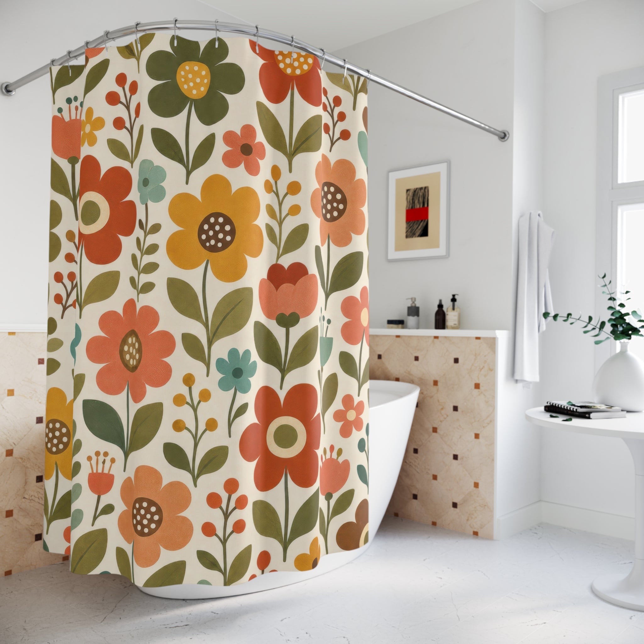 Retro Boho Shower Curtain