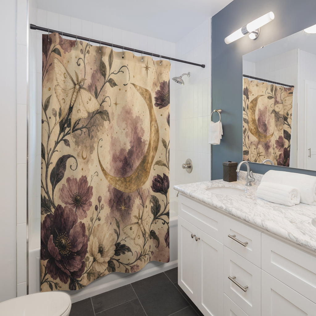 Celestial Floral Moon Shower Curtain