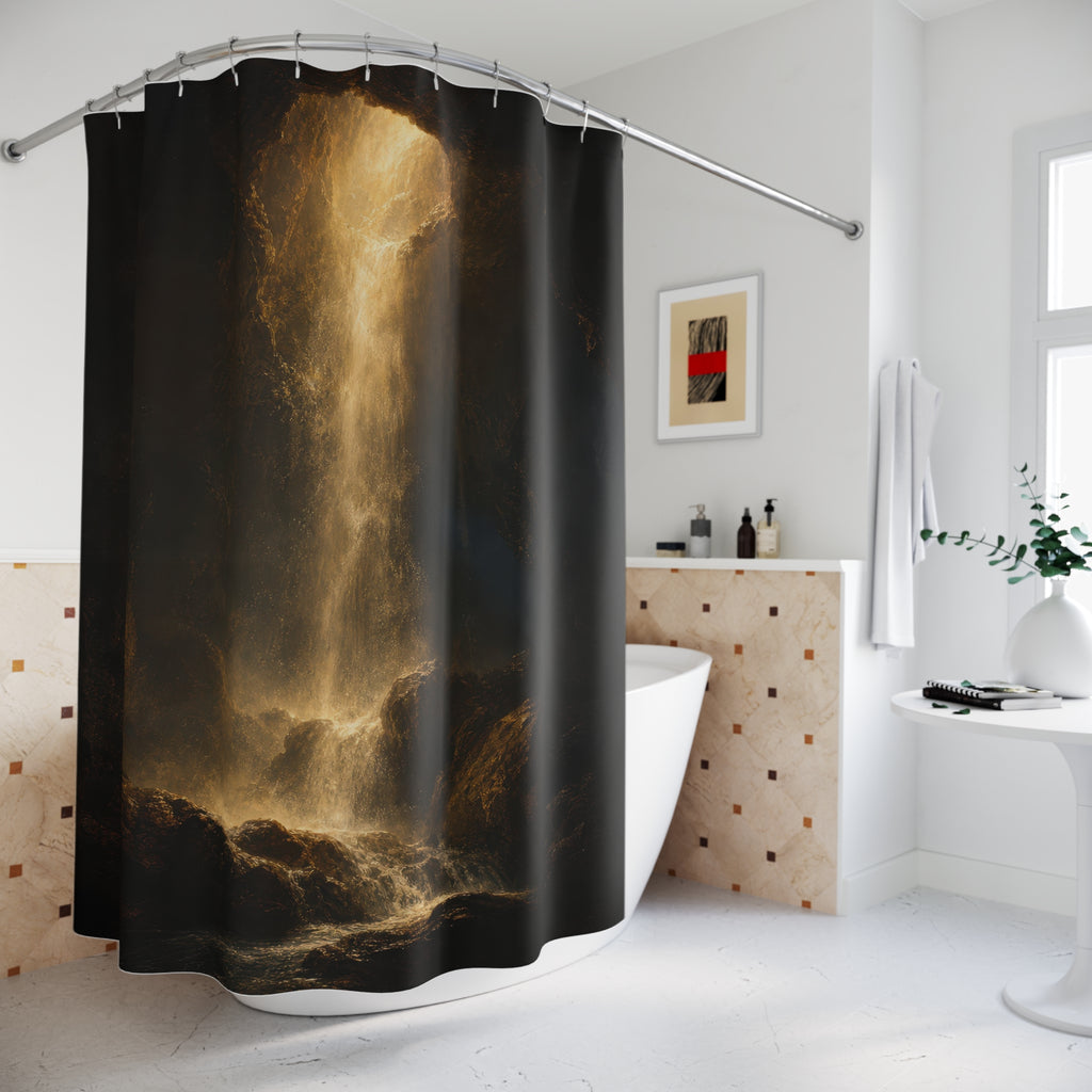 Dark Chiaroscuro Falls Print Shower Curtain