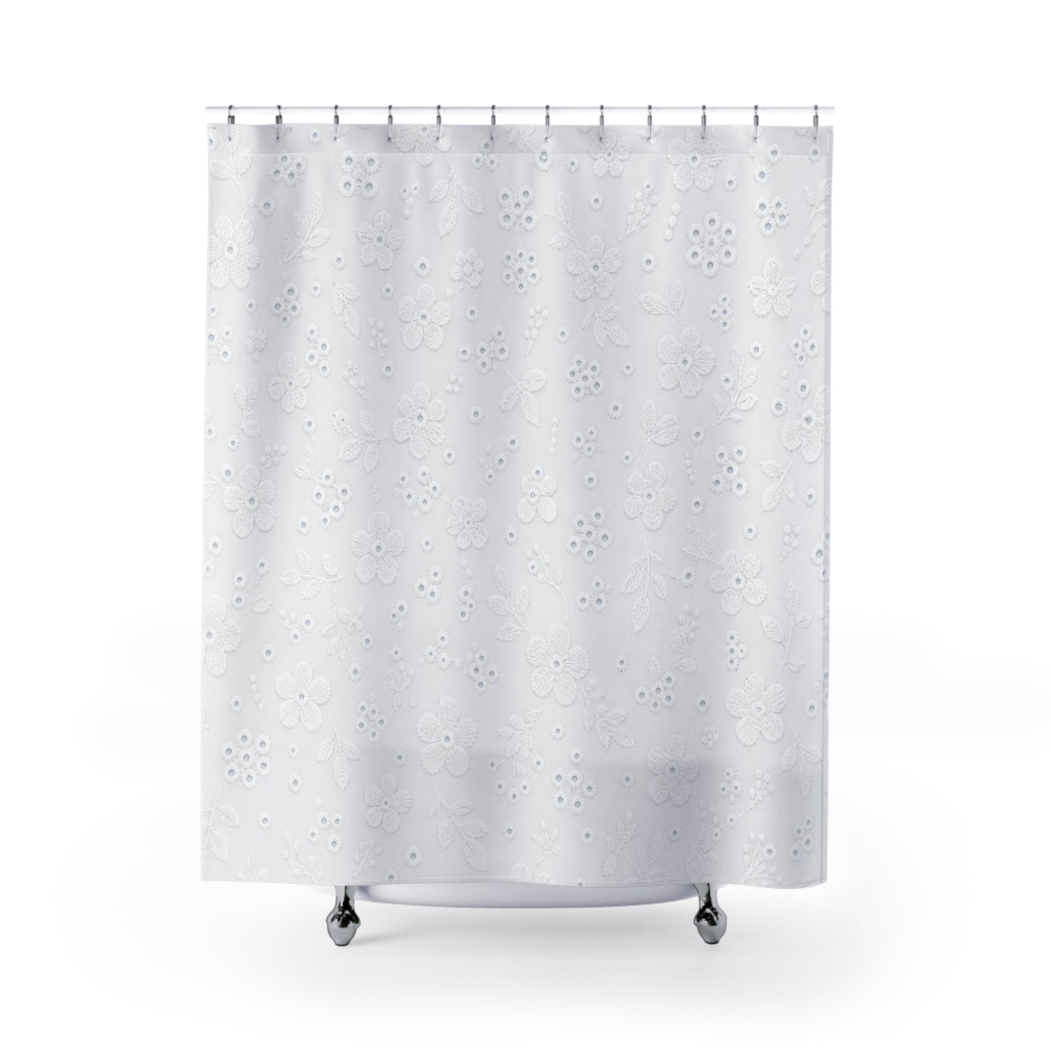 White Shower Curtain, Minimal Speckle Bath Decor, Soft Dot Texture Pattern, Modern Guest Bathroom Decor, Spa Neutral White Style Decor