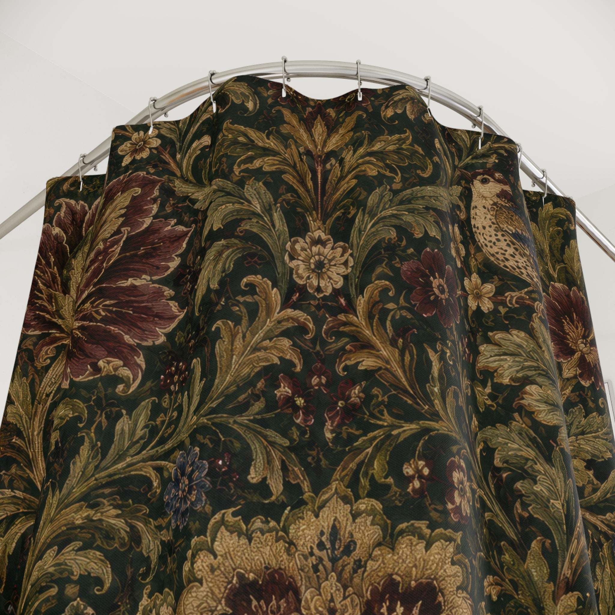 Tapestry Shower Curtain: Botanical Bird