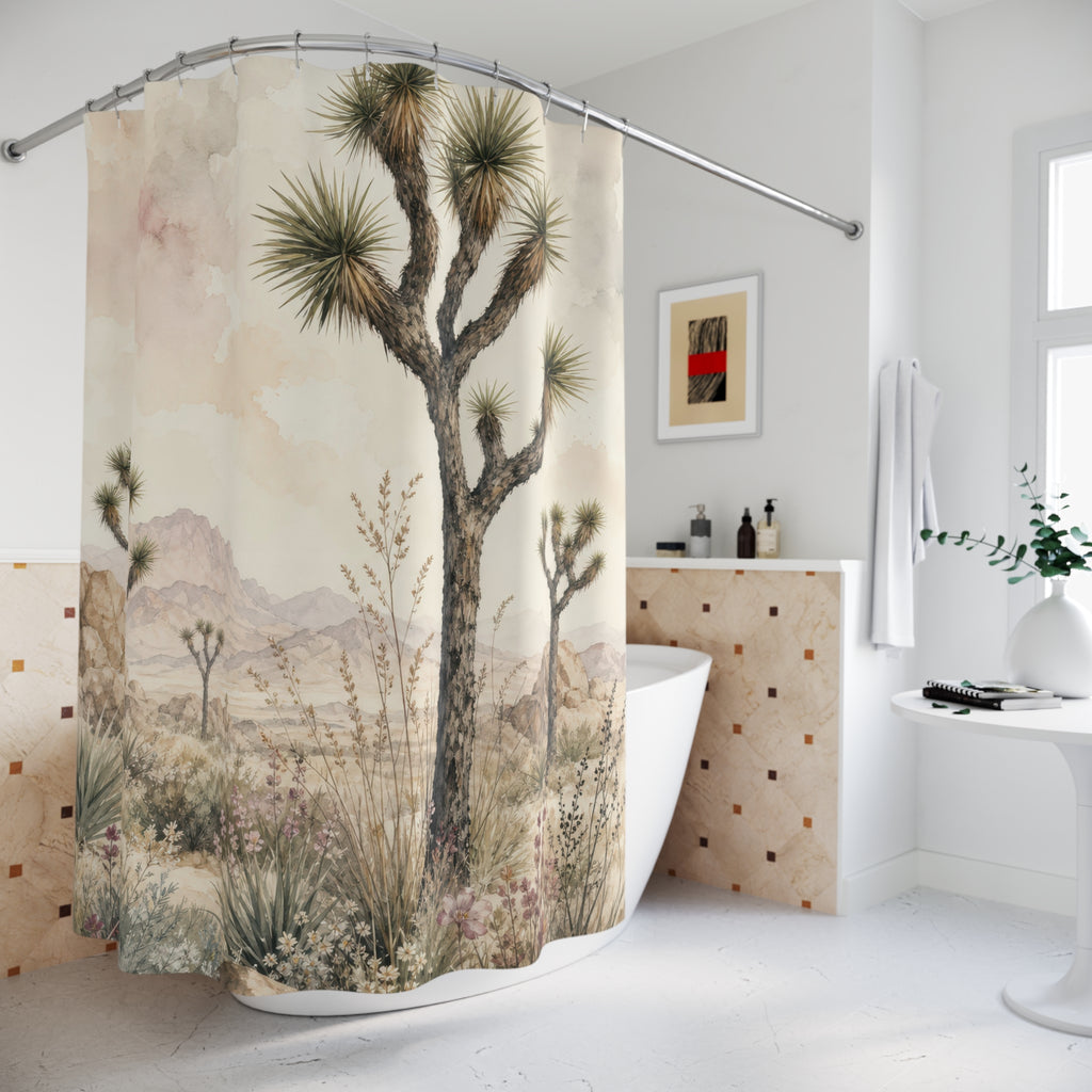 Sage Watercolor Joshua Tree Shower Curtain