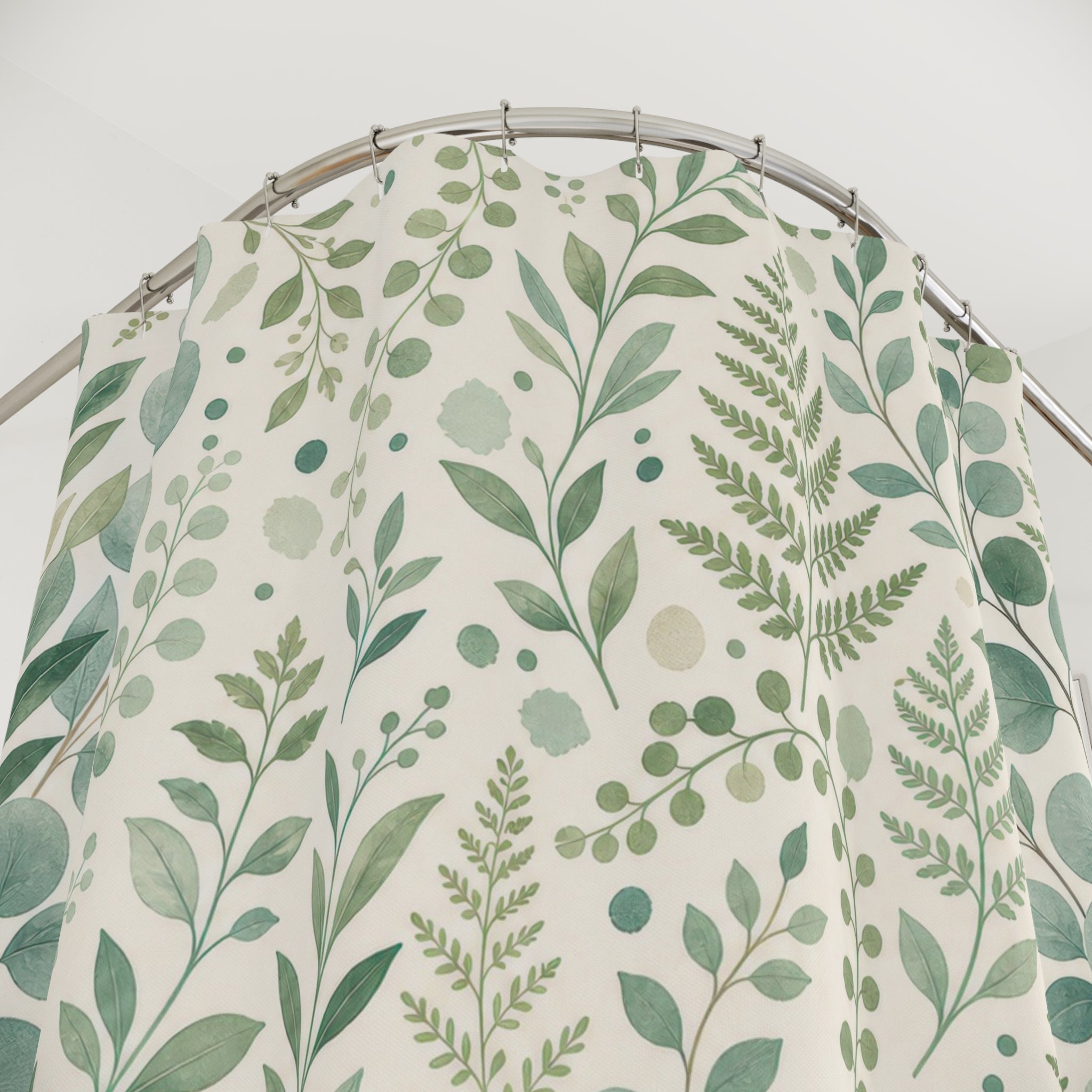 Green Leaf Botanical Shower Curtain