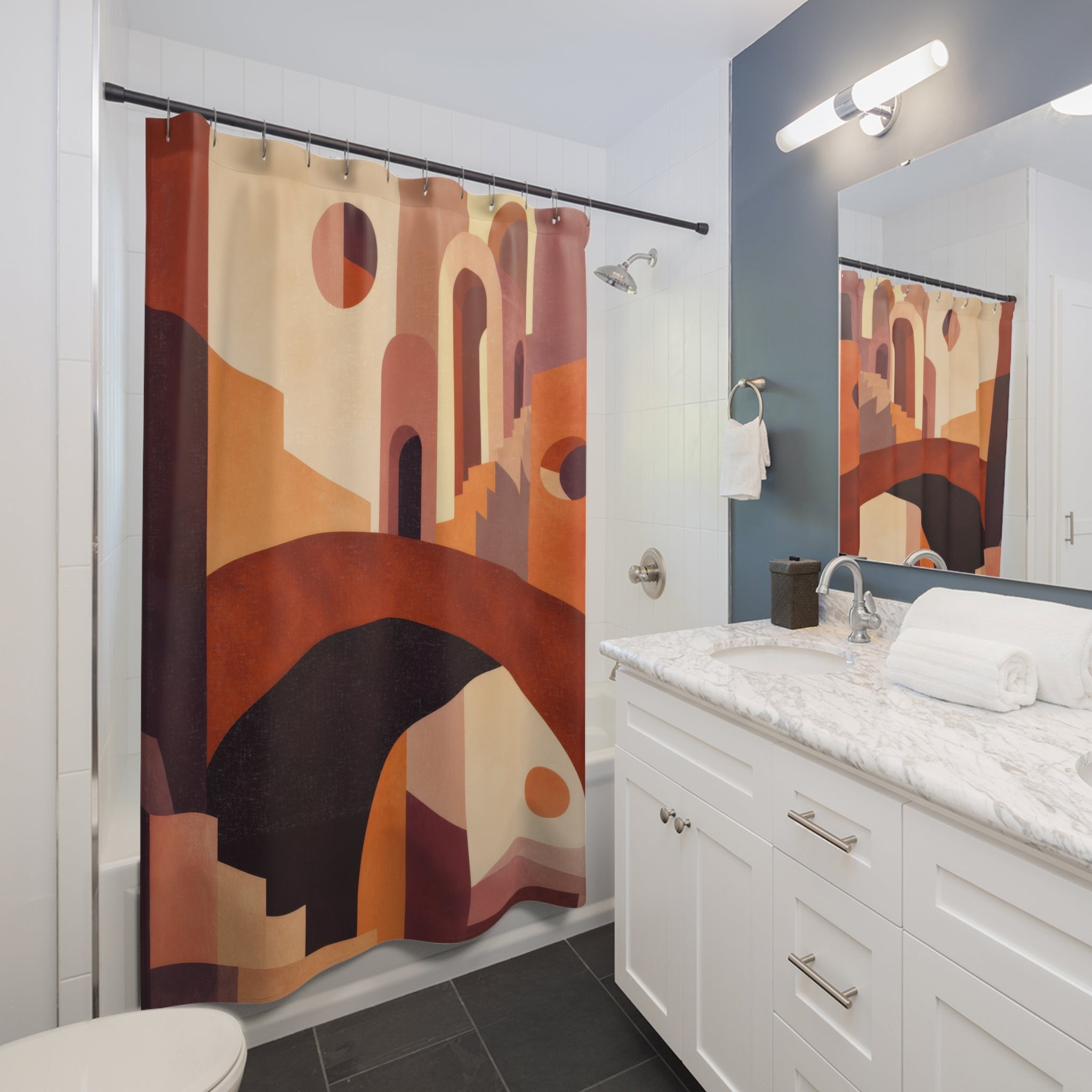 Terracotta Arches Designer Shower Curtain