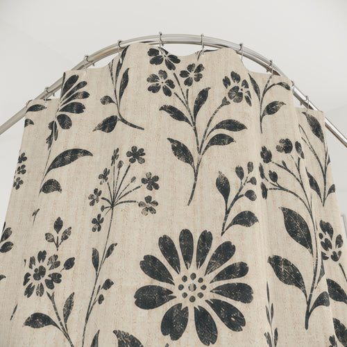 Black Stencil Floral Shower Curtain