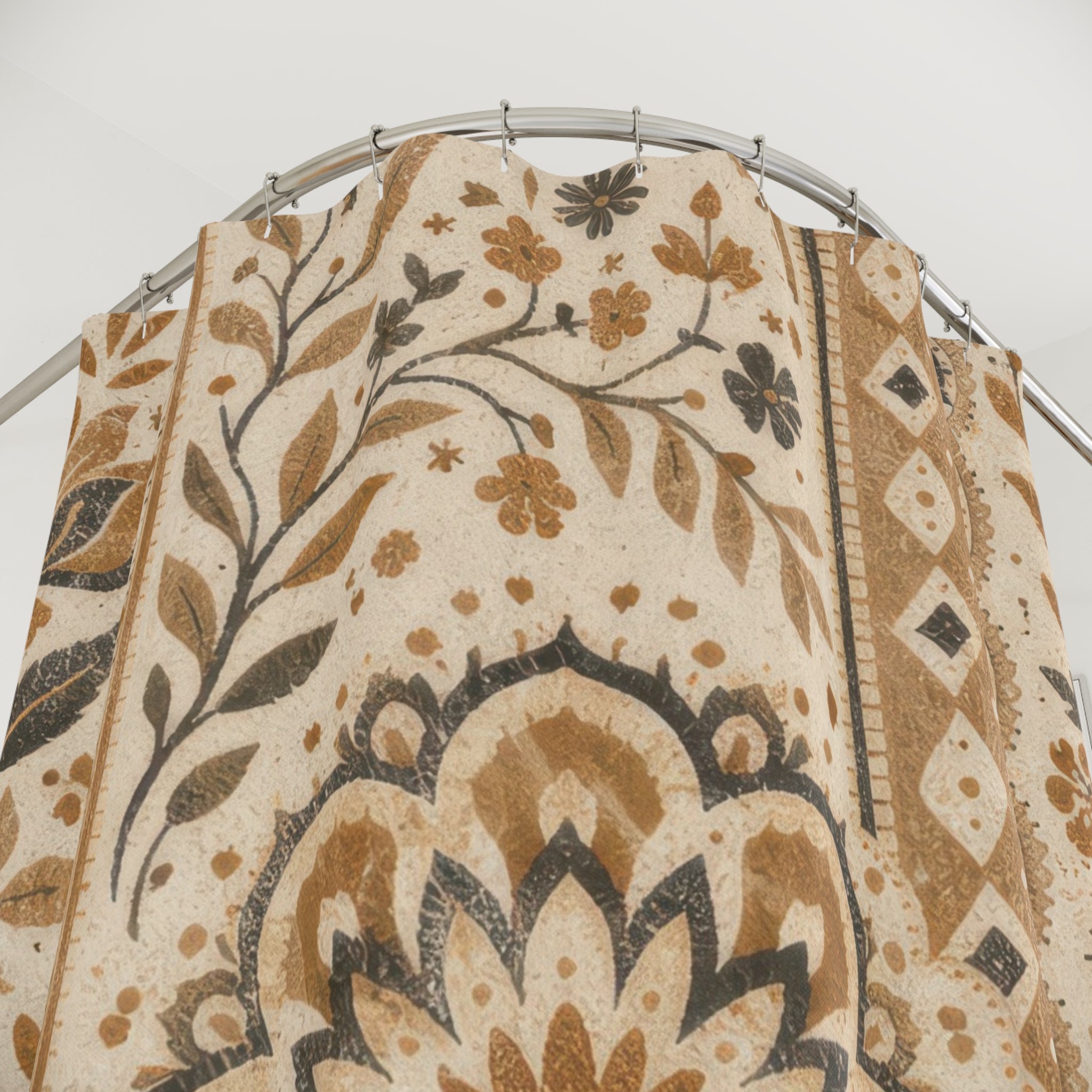 Boho Floral Medallion Stripe Shower Curtain
