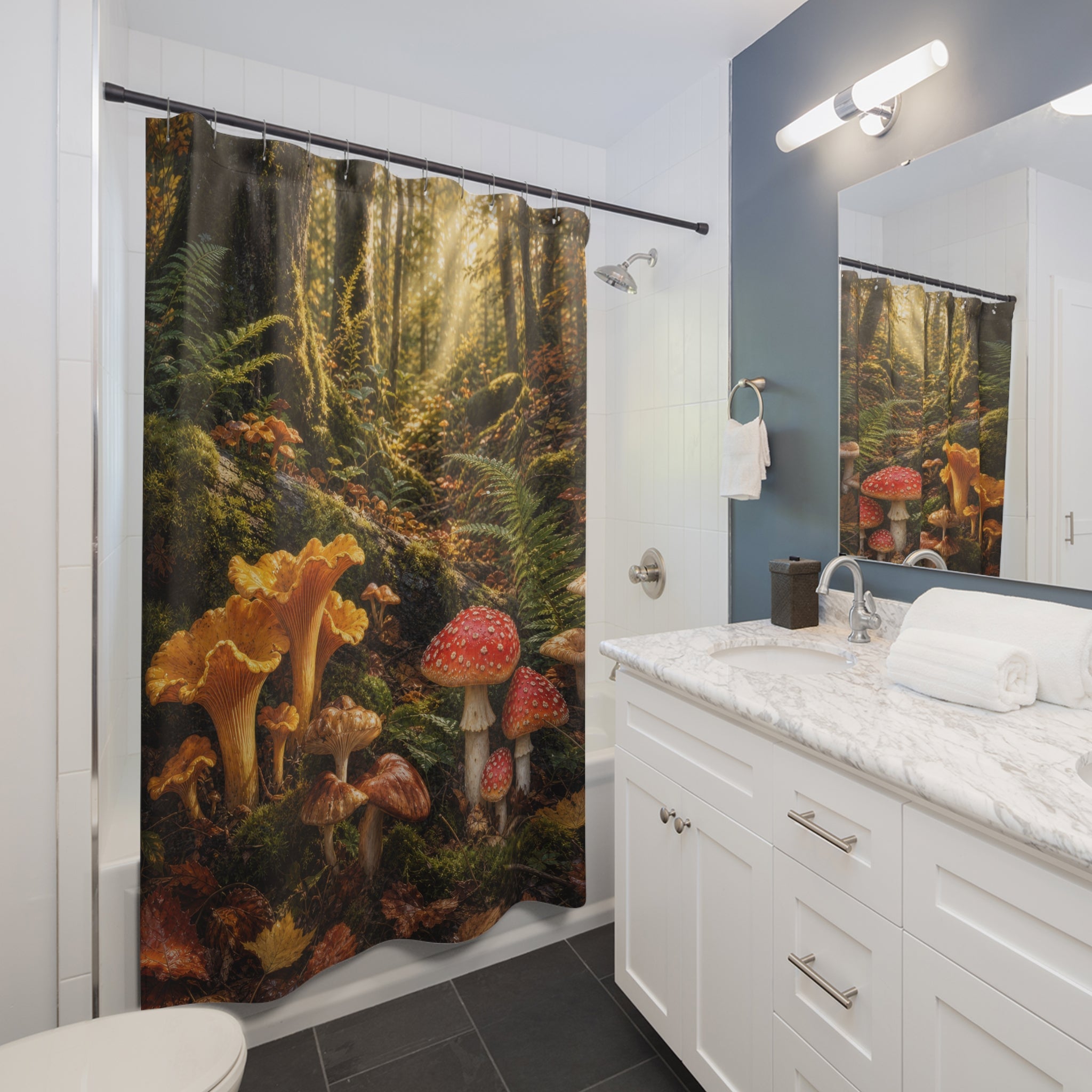 Mossy Mushroom Woodland Shower Curtain