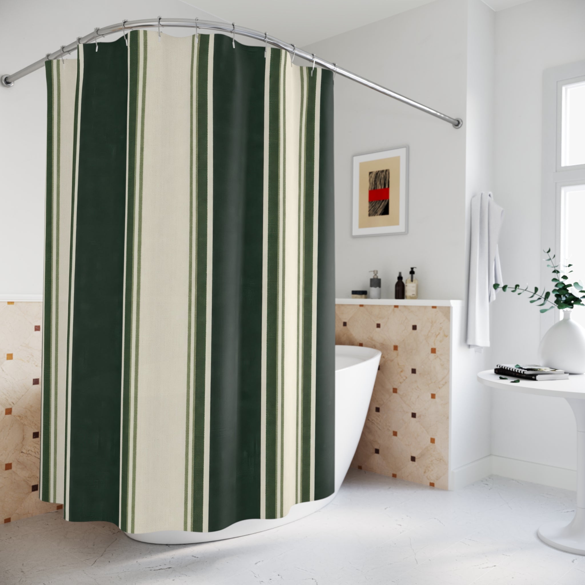 Dark Pine Stripe Shower Curtain