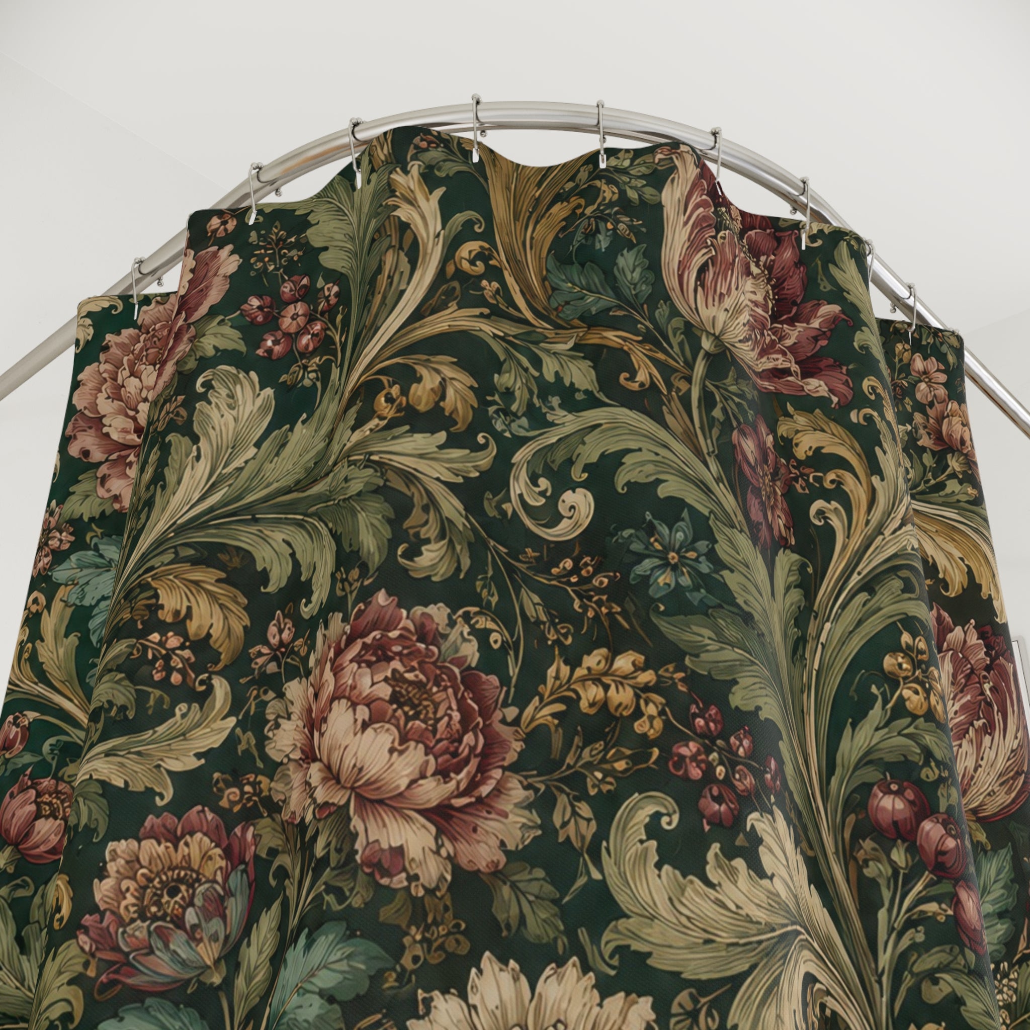 Victorian Green Botanical Shower Curtain