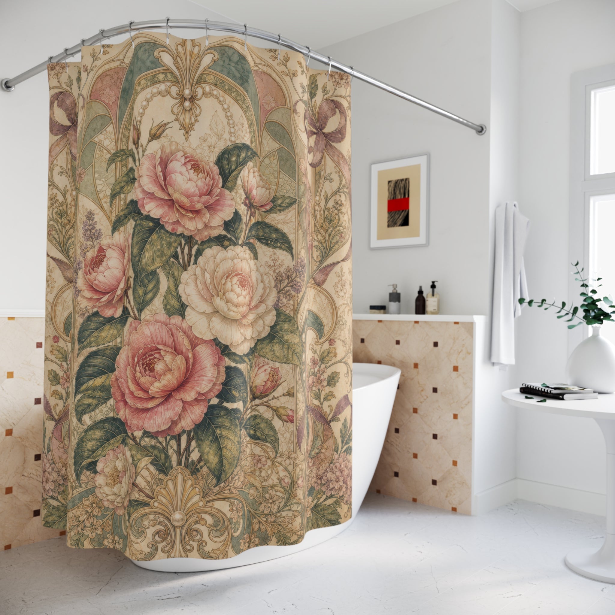 Art Nouveau Vintage Floral Shower Curtain