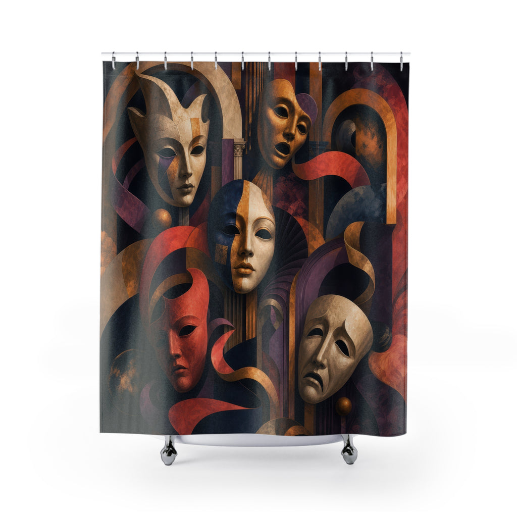 Surreal Theatre Masks Artistic Shower Curtain
