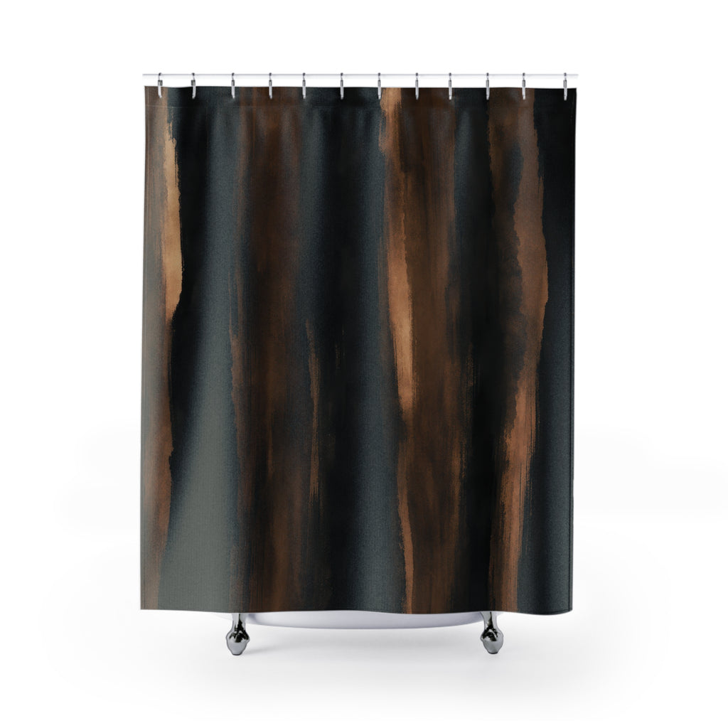Black Brown Striped Shower Curtain