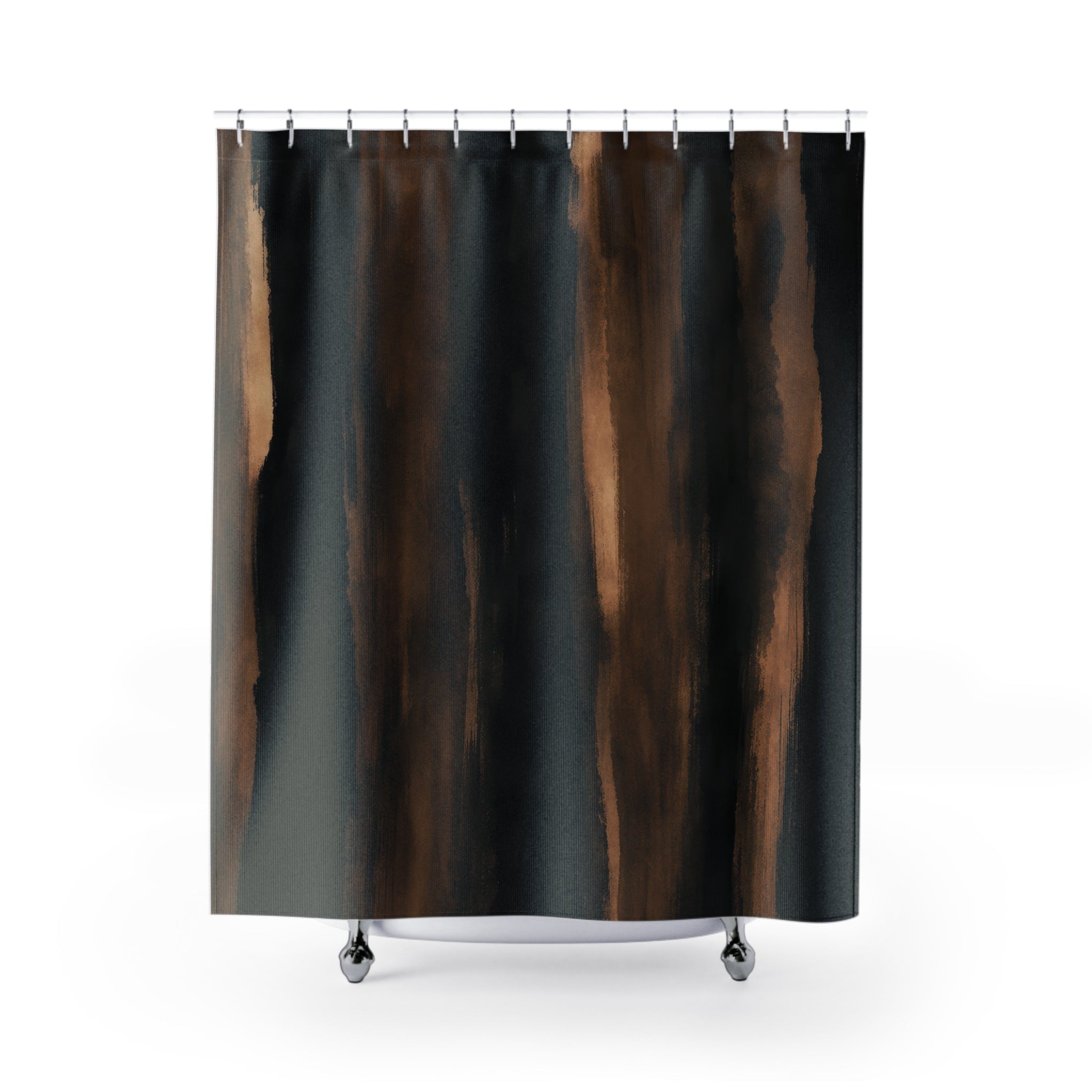 Black Brown Striped Shower Curtain